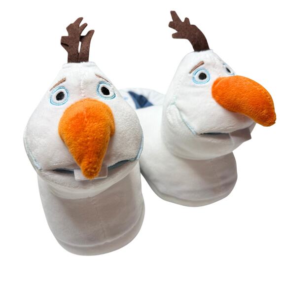 Ground Up Disney Frozen Olaf Snowman 3D Slip-On Plush Slippers Size 3 White New - Picture 2 of 12